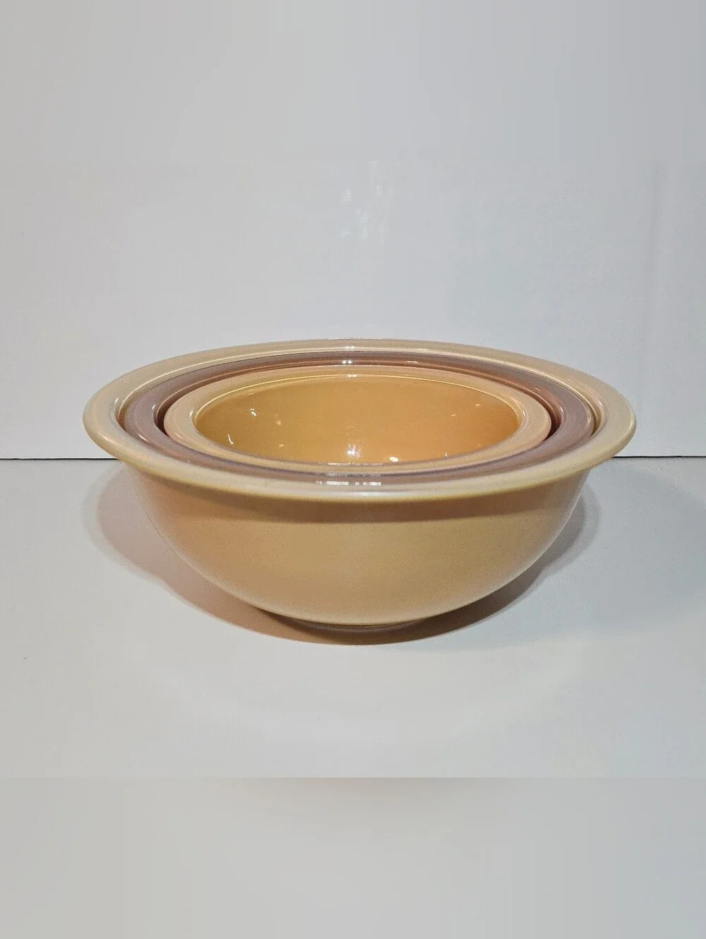 Pyrex Autumn Rainbow 1986 Set of 3 Nesting Mixing Bowls 450-166 Vintage Glass